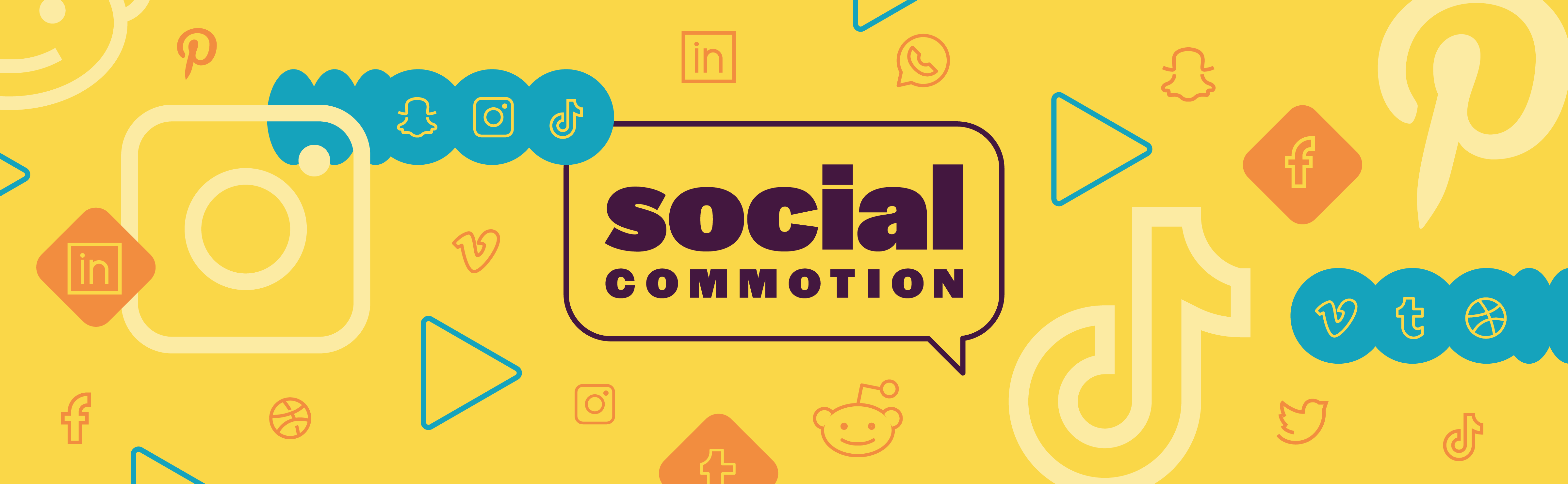 Social Commotion image with social media icons at various sizes